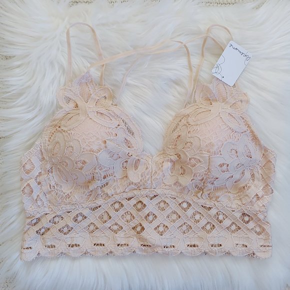 EDEN Plus Nude Floral Padded Lace Bralette - Picture 2 of 7